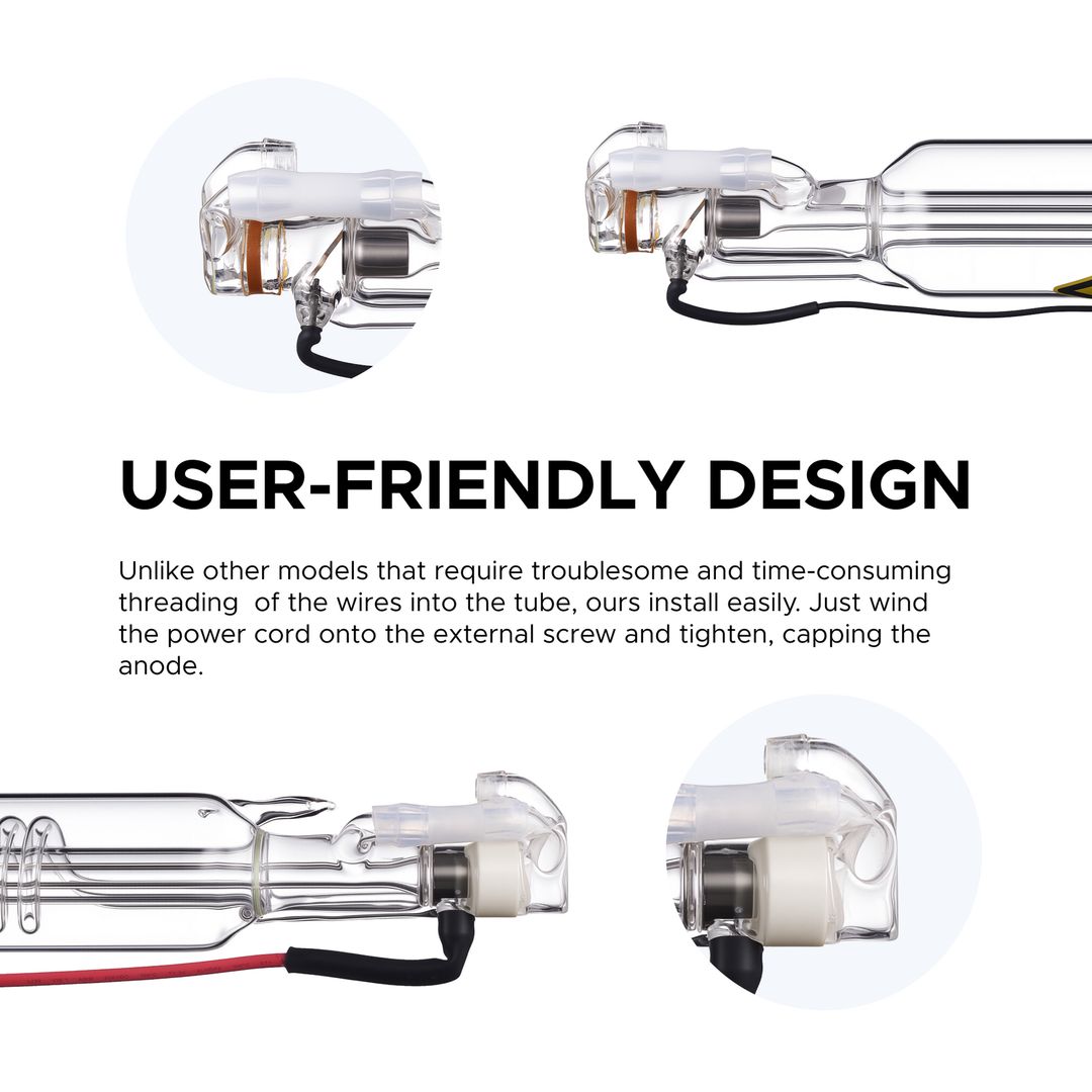 OMTech CO2 Laser Tube for Laser Engraver Cutting Machines - 50W (For Polar Desktop) (USB-PO50-00) product photo 6 of 12