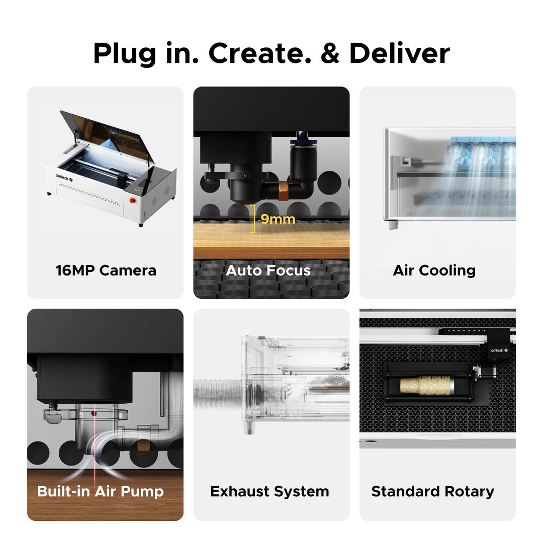 OMTech Polar 2 50W Desktop RF CO2 Laser Engraver and Cutter - USB-76RF-US product photo 6 of 6