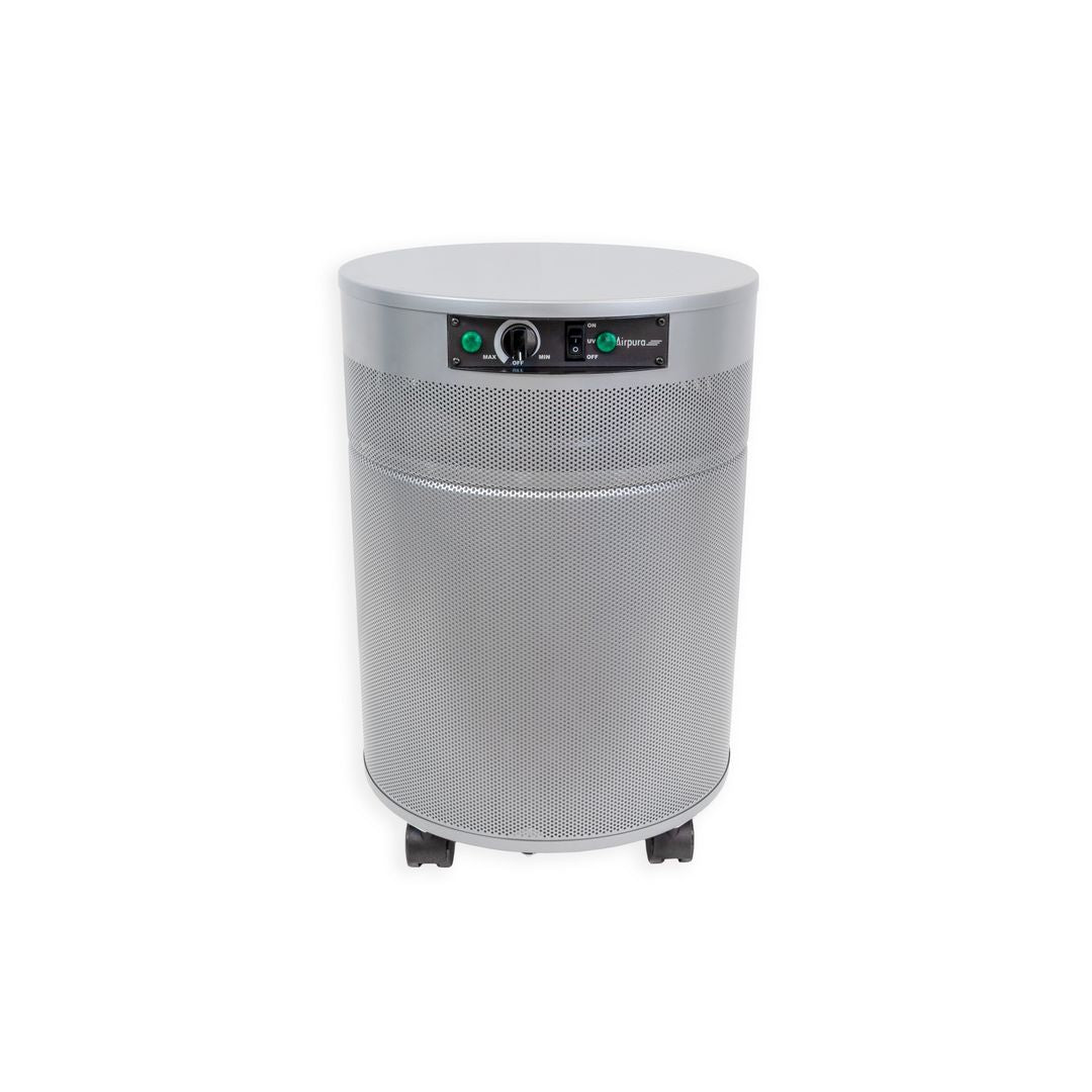 Airpura P614+ air purifier in silver finish, front view