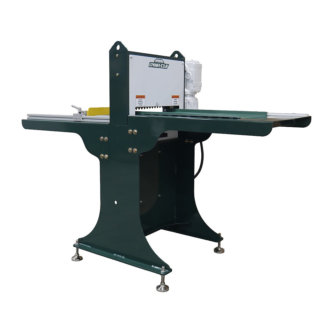 Dyna-Cut PRB-18 soffit and siding power shear with infeed and outfeed tables on stationary base
