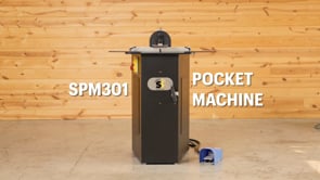 Safety Speed SPM301 Screw Pocket Machine in operation demonstrating pocket hole machining workflow