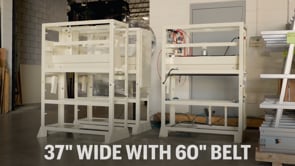 Safetyspeed 3760 Wide Belt Sander in operation demonstrating wide belt sanding capacity and material processing
