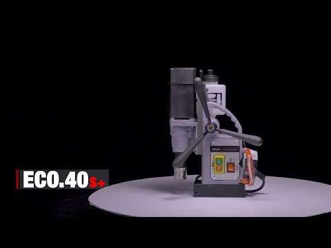 Euroboor ECO.40S+/M Magnetic Drilling Machine compact magnetic core drill displayed on a black background highlighting the powerful motor housing and stable magnetic base.