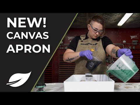 Ecopoxy Canvas Apron EPAPR10-CV product introduction showing durable canvas construction for professional workshop use.