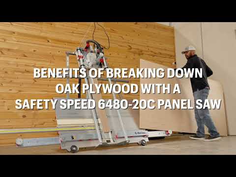 Safetyspeed 6480-20C Vertical Panel Saw cutting large panels vertically with guided saw system and stable base