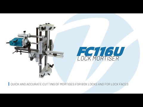 Virutex Lock Mortiser For Doors FC116U 1600395 complete machine setup showing precision door lock mortising system