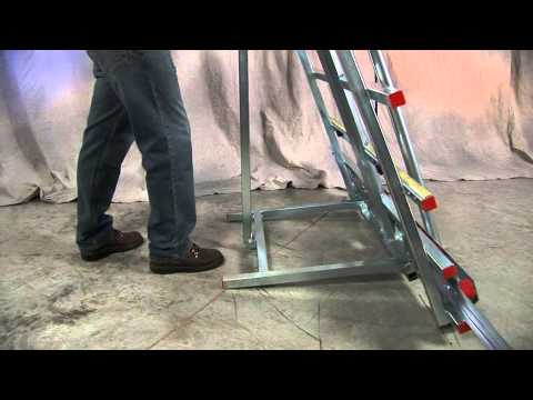 Safety Speed Portable Folding Stand shown in compact folded position with durable frame and stabilizing legs for jobsite use