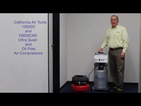 California Air Tools 10020C Ultra Quiet Oil-Free Powerful 2.0 Hp 10 Gallon Air Compressor operator demonstration in workshop