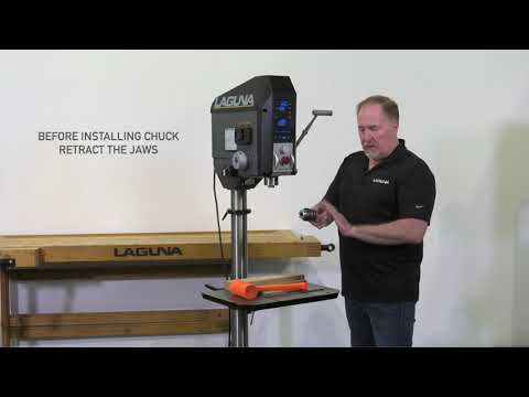 Laguna DP:20 1.5 HP 110-120V Drill Press MDP20-1 operator setup showing table adjustment and positioning
