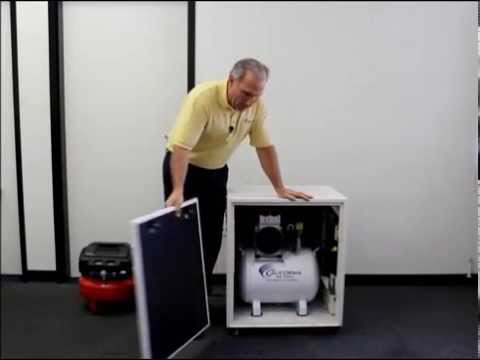 California Air Tools 10020SMSPC 10 Gallon Oil-Free Air Compressor demonstration setup in workshop environment