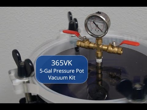 California Air Tools 365VK 5-Gal Pressure Pot Vacuum Kit showing vacuum system operation and setup