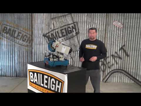 Baileigh Manually Operated Coldsaw CS-225M 1013715 shown in a fabrication shop environment, highlighting its professional-grade construction and industrial metalworking capabilities.