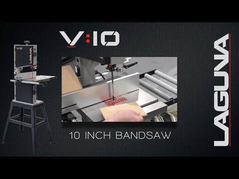 Laguna V:10 Bandsaw MBAND10V10 promotional display highlighting professional woodworking capabilities