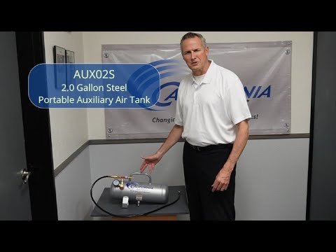 California Air Tools AUX02S 2 Gallon Steel Portable Auxiliary Air Tank demonstration showing portable usage setup