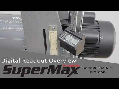 Laguna 25-50 Drum Sander w/ Closed Stand SUPMX-72550 control panel and digital readout for precise thickness adjustments