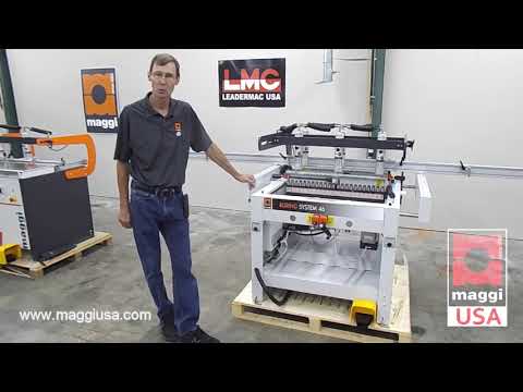 Maggi System 46 Double Row Line Boring Machine MAG-SYSTEM-46 in workshop demonstrating large-scale panel processing operation