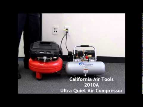 California Air Tools 2010A Ultra Quiet, Oil-Free, Lightweight 1.0 Hp 2 Gallon Air Compressor in use with pneumatic tools