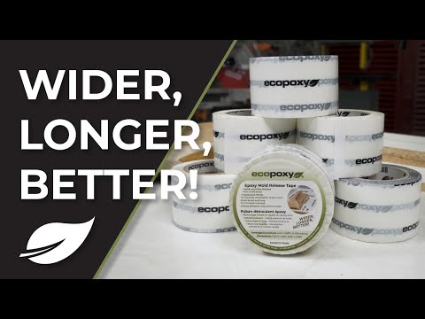 Demonstration video thumbnail showing epoxy mold preparation using Ecopoxy Epoxy Mold Release Tape EPMRT10-72X66-12PK.