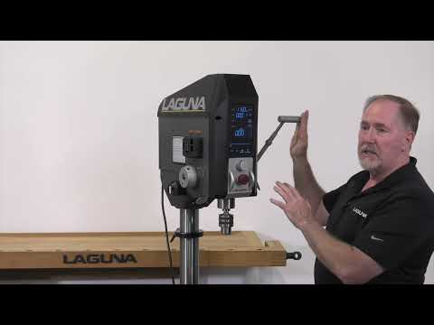 Laguna DP:20 1.5 HP 110-120V Drill Press MDP20-1 demonstration of drilling operation on wood material