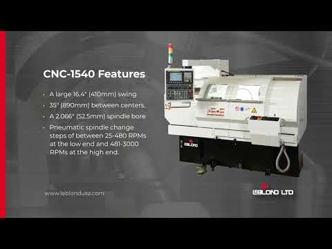 LeBlond RKL-1540 CNC teachable precision lathe with gear box spindle control interface display, showing user-friendly programming screen and operational controls for precision machining.