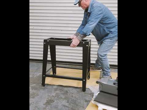 Laguna 16-32 Drum Sander SUPMX-71632 in use sanding a wooden workpiece on adjustable conveyor bed for smooth surface finishing