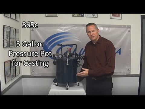 California Air Tools 365C 5 Gallon Pressure Pot for Resin Casting product overview with operator demonstration