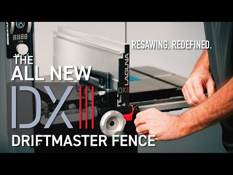 Laguna DXIII Flip-Stop 110365 installed on DriftMaster fence system demonstrating accurate stop positioning for repeated cutting tasks