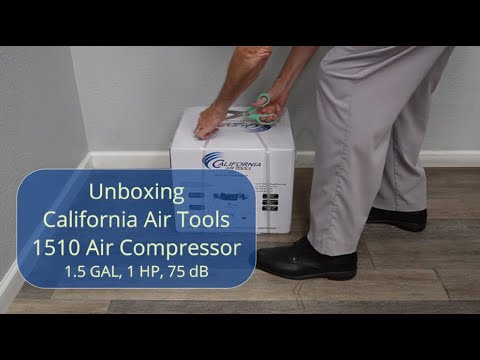 California Air Tools 1510 Quiet Air Compressor front angled view showing compact 1.5 gallon steel tank and carry handle