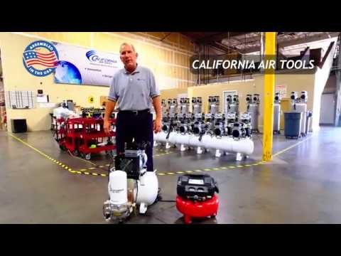California Air Tools 10020HDCADC 2.0 Hp Ultra Quiet Ultra Dry 10 Gallon Air Compressor in workshop demonstration environment