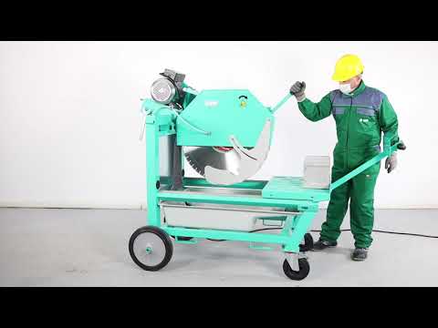 Operational view of the IMER MASONRY 750 Plus masonry saw designed for high-capacity masonry cutting performance and professional jobsite productivity