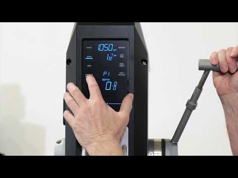 Laguna DP:20 1.5 HP 110-120V Drill Press MDP20-1 operator demonstrating ergonomic handle and feed control