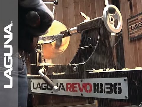 Laguna Revo 18|36 Lathe 220V MLAREVO 1836-220 woodturning operation showing smooth cutting performance