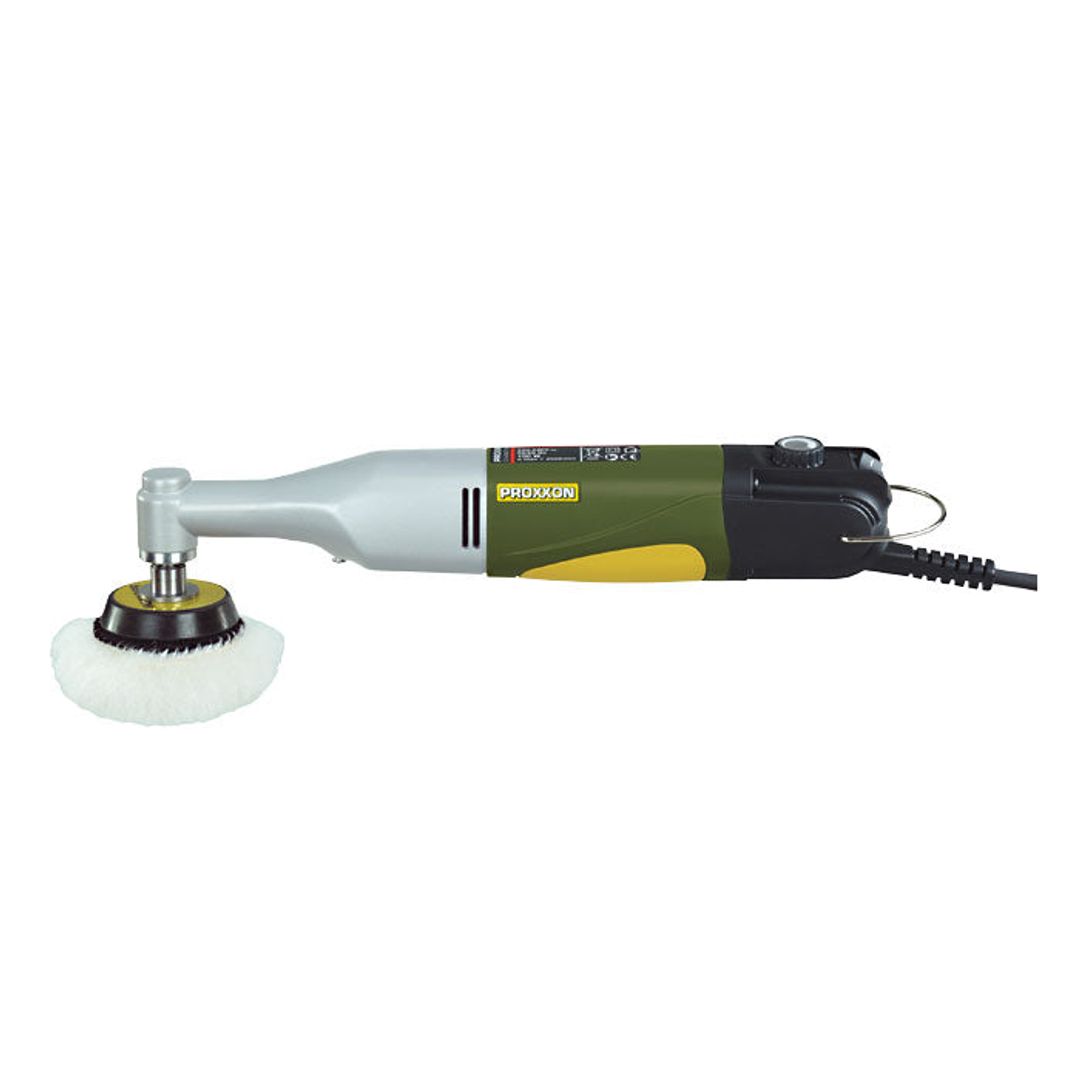 Proxxon WP/E angle polisher, SKU 38660, a corded angle tool for polishing and buffing metal.