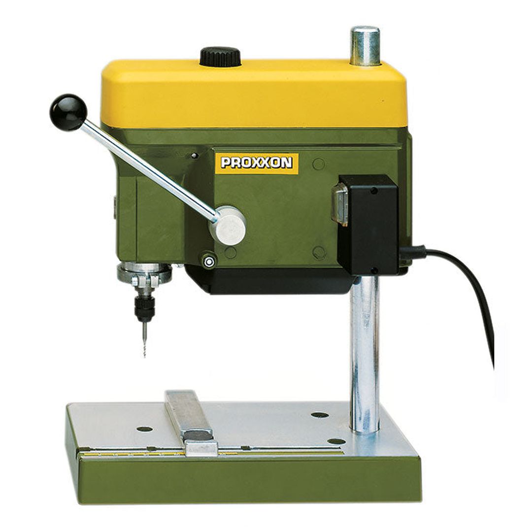 Proxxon TBM 115 bench drill press, SKU 38128, a compact benchtop drill press for precision work.
