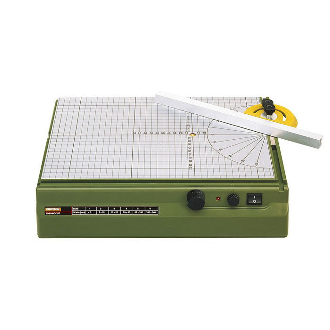 Proxxon 37080 THERMOCUT 115/E hot wire cutter, close-up of cutting wire and table