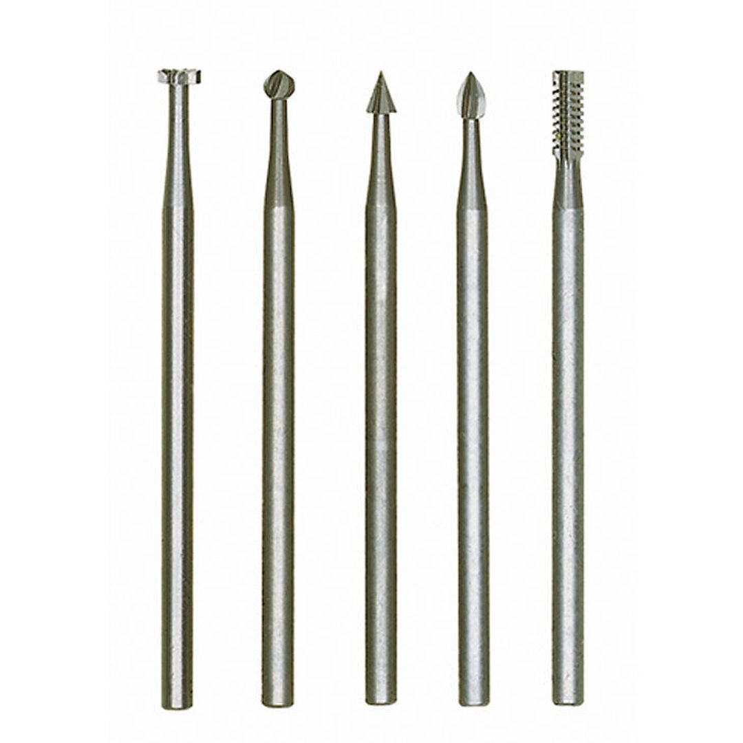 Proxxon 28710 tungsten vanadium precision cutter set, 5 pieces, 1/8 and 3/32 inch