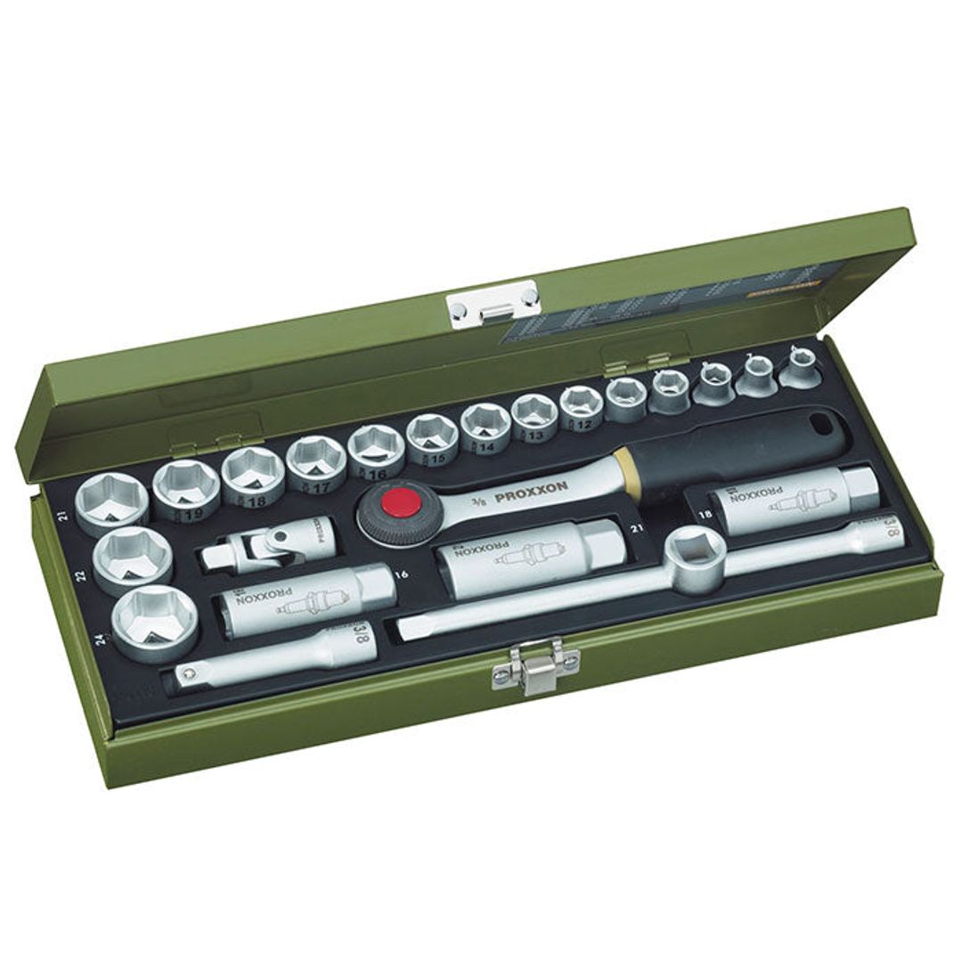 Proxxon 23110 socket set, 24-piece kit in 3/8 inch drive size