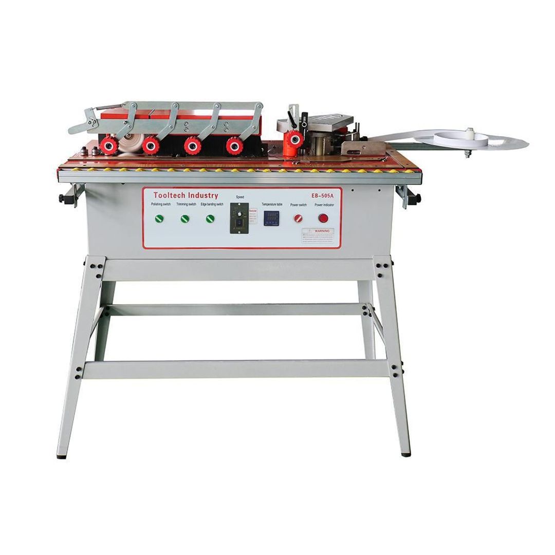 Tooltech EB-505A edge bander for PVC and wood veneer banding, with dust collector and stand.