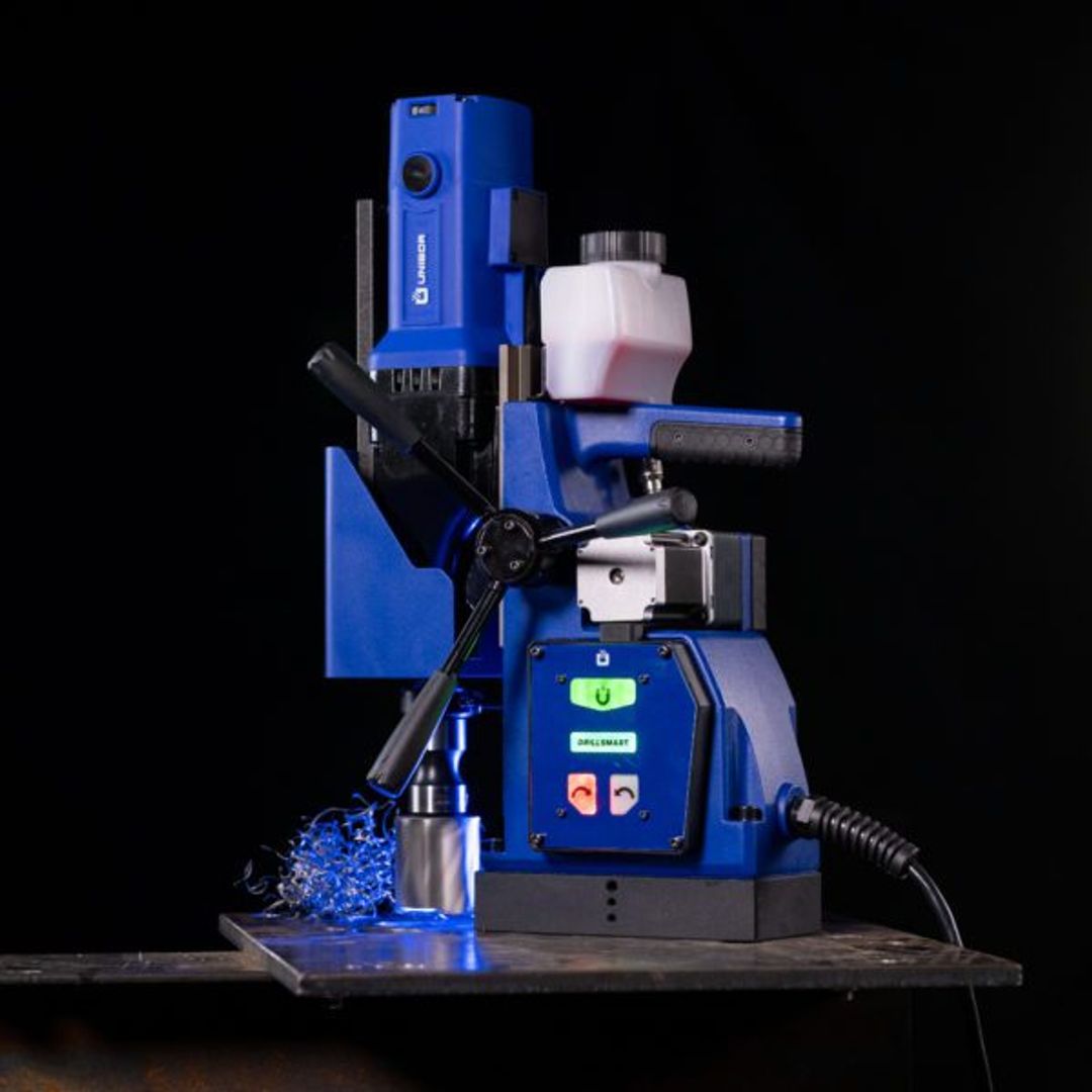 Unibor E5000 Auto Feed Mag Drill, E5000 Auto Feed in use